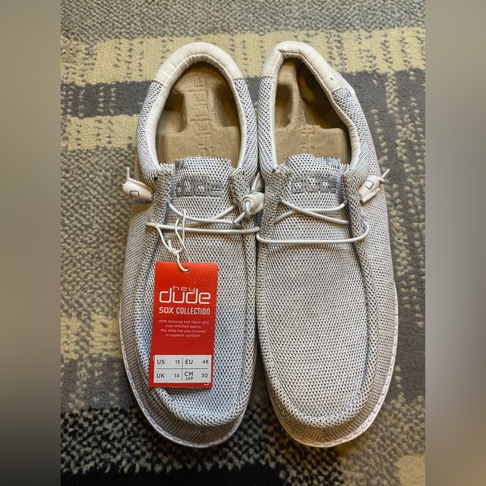 New! Mens Hey Dude Wally Sox Stone White Slip On Comfort Shoes Size 13 - Picture 4 of 6